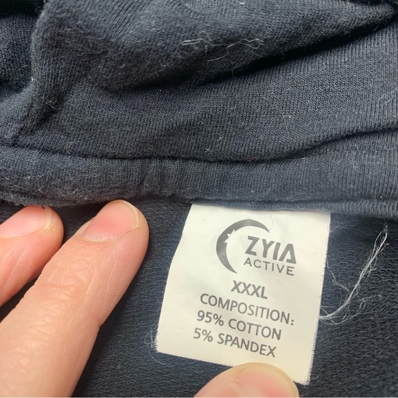 Zyia Quilted Front Black Hoodie Sweatshirt size XXXl 16-18 - Picture 3 of 10